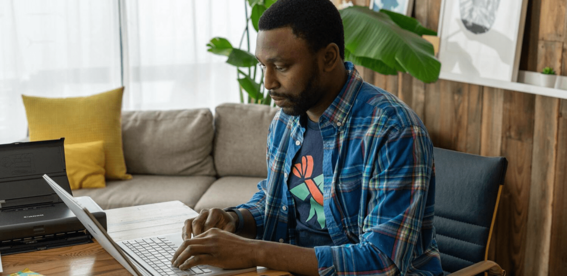 Person using his laptop for sales purposes